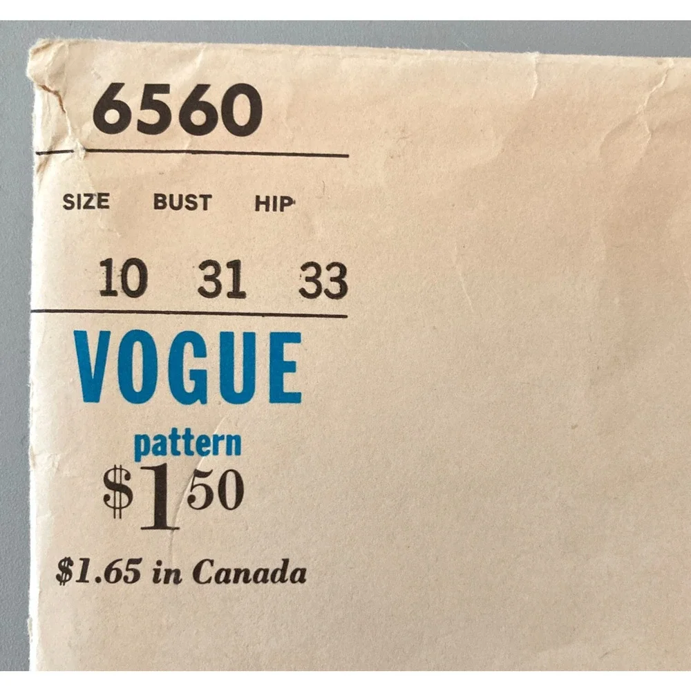 Vogue 6560 Pattern Mod Princess-shape Tunic Pants Misses Sz 10 Bust 31 Uncut 60s